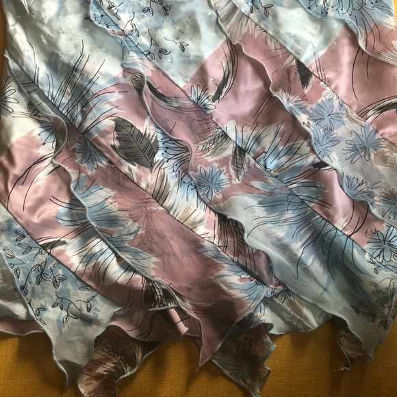 Gorgeous satin party floral tank top with ruffles and sparkle beads. - Picture 5 of 5